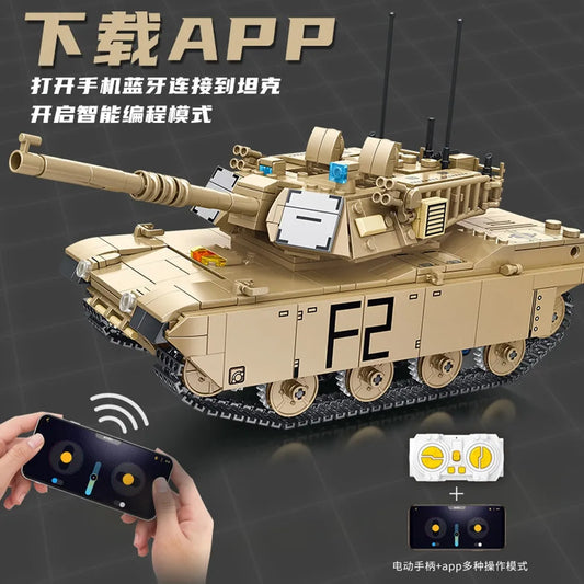 Military RC Motorized Abrams M1A2 Main Battle Tank Bricks Toy