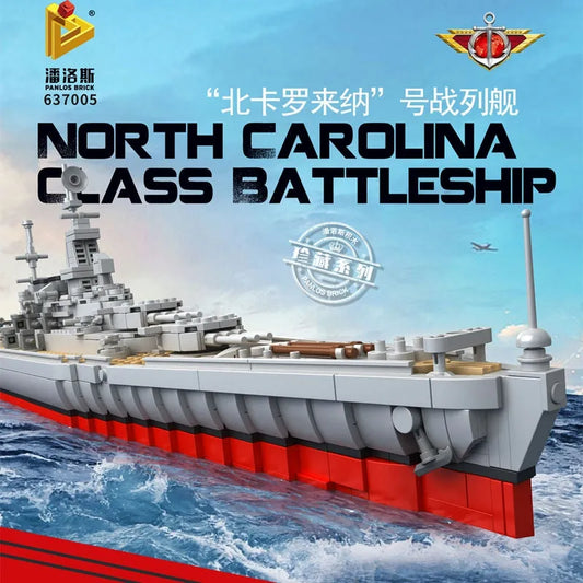 Military USS North Carolina Battleship Warship Bricks Toy