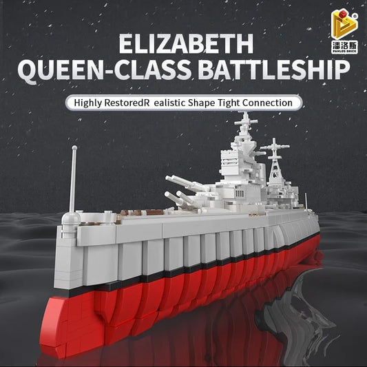 MOC Military Warship Queen Elizabeth Battleship Bricks Toy