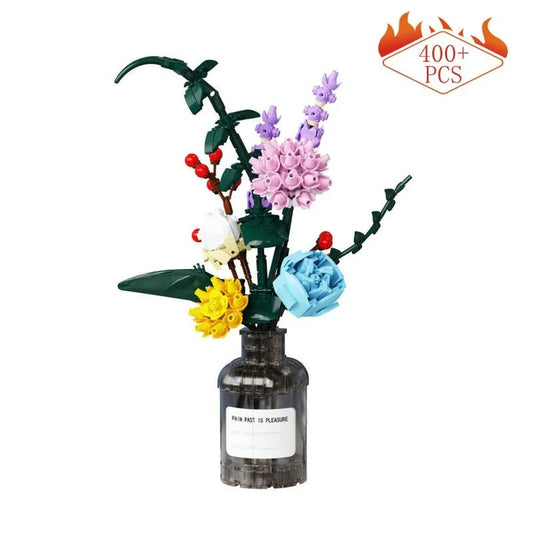 MOC Bottled Flowers Pot Bouquet Bricks Kids Toys 92012