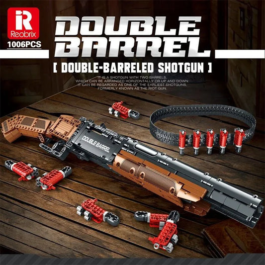 Military MOC Double Barrel Shotgun Gun Bricks Toys