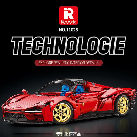 Tech MOC Ferrari Daytona SP3 11025 Hyper Racing Car Bricks Toy