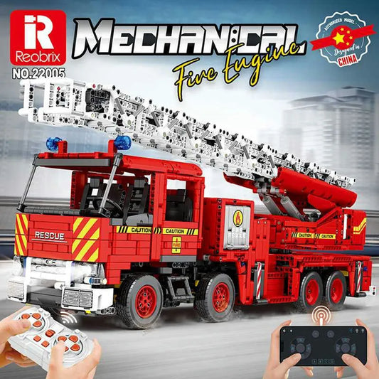 Tech MOC RC Motorized Fire Rescue Truck Bricks Toy