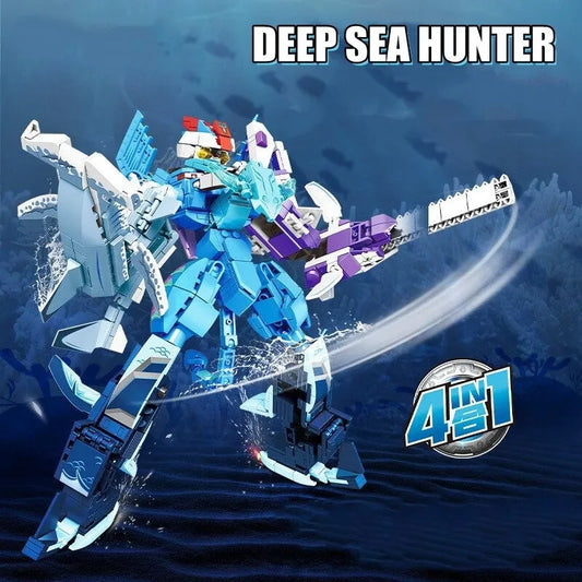Deep Sea Transforming Mecha Hunter Robot Bricks Toys