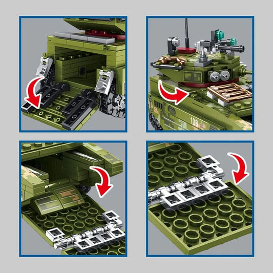 Military MOC WW2 Amphibious Assault Vehicle Bricks Toys