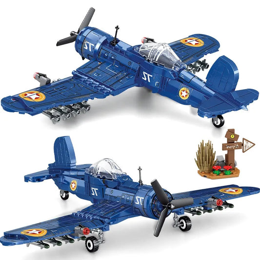 Military WW2 Bomber Army Aircraft F4U Plane Bricks Toy