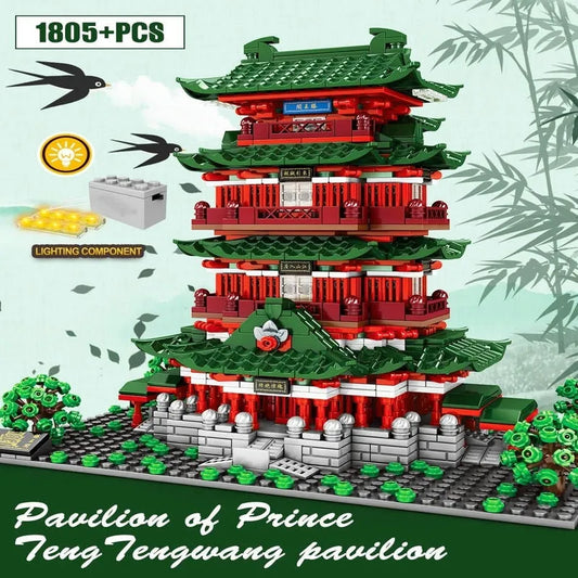 MOC Architecture Prince Pavilion House LED Bricks Toy