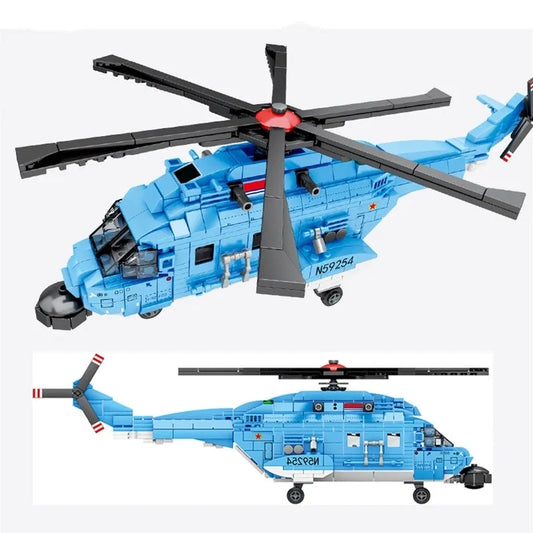 MOC Military H-92 Armed Helicopter Mecha Robots Bricks Toy