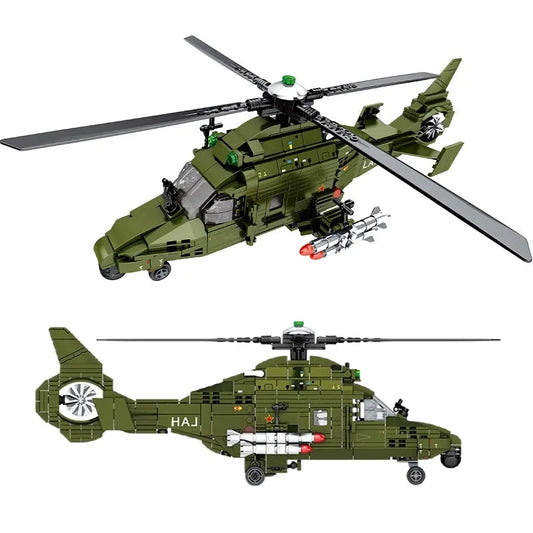 MOC Military Light Armed Helicopter Mecha Robots Bricks Toys