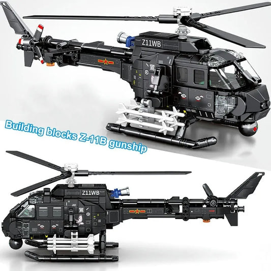 MOC Military Z-11B Attack Helicopter Bricks Toys