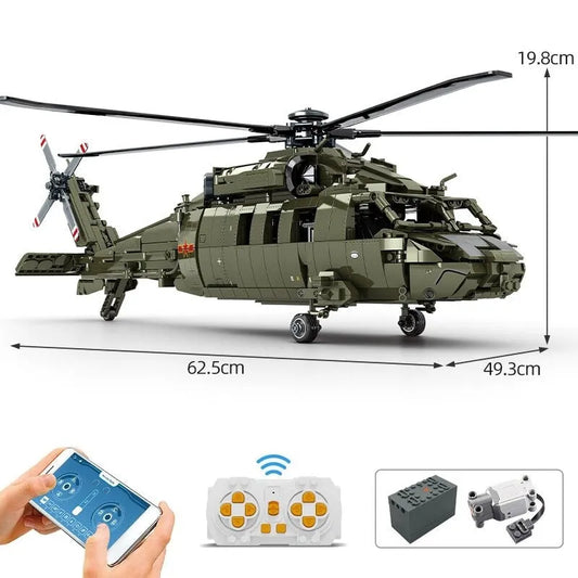 MOC RC Military Z-20 Attack Helicopter Bricks Kids Toys