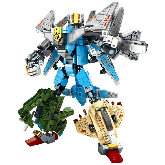 MOC Steel Mecha Transformed Fighter Robot Bricks Toys