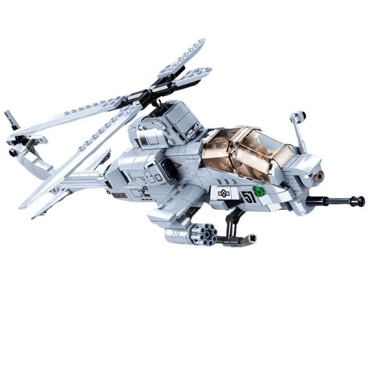 Military MOC AH1Z Gunship Armed Helicopter Bricks Kids Toy