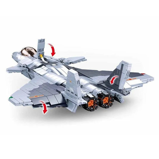 Military MOC J-20 Stealth Fighter Aircraft Bricks Kids Toy