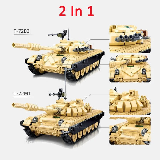 Military MOC MBT T72 Main Battle Tank Bricks Toys