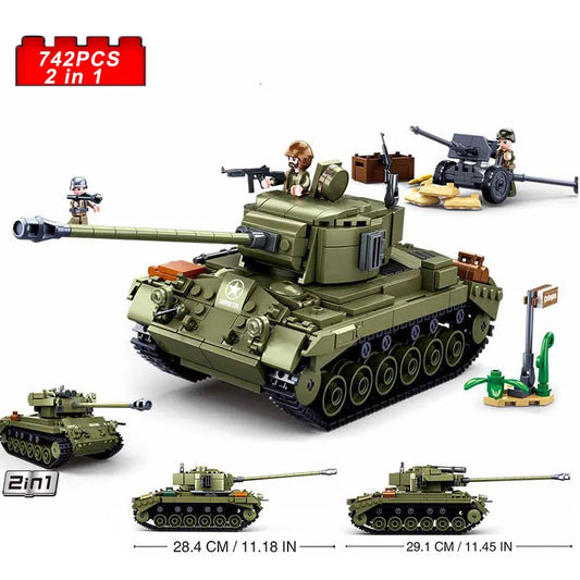 Military MOC WW2 M26E1 Pershing Tank Bricks Toy