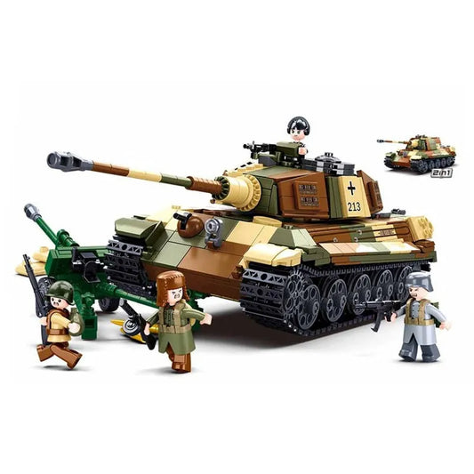 Military MOC WW2 Tiger Heavy Battle Tank Bricks Toys