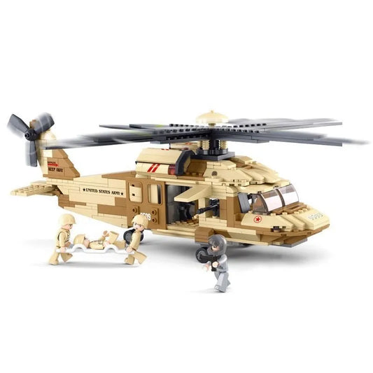 Military WW2 Army Transport Helicopter Bricks Toy