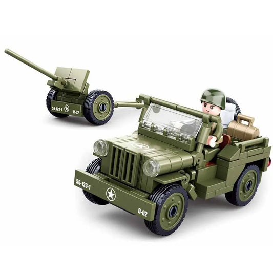 Military WW2 Normandy Landing US WILLYS Jeep Bricks Toy