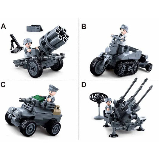 Military WW2 North Africa Battle Anti Aircraft Gun Bricks Toy