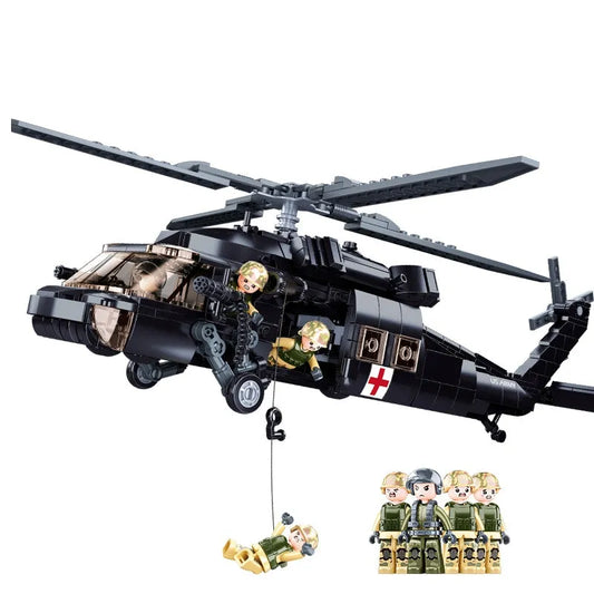 Military WW2 UH-60 Attack Helicopter Bricks Toy