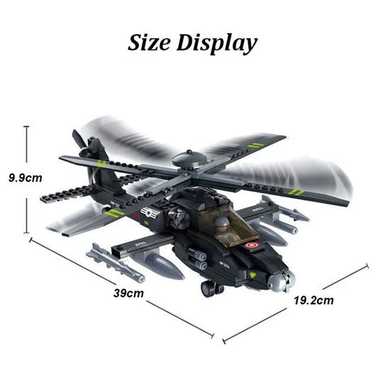 MOC Military Armed US Attack Helicopter Bricks Toy