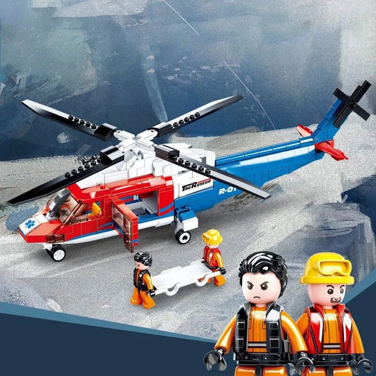 MOC Military Sea Army Rescue Helicopter Bricks Kids Toys