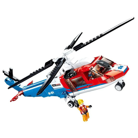 MOC Military Sea Army Rescue Helicopter Bricks Kids Toys