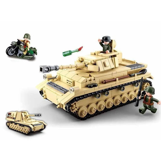 MOC Military WW2 German Panzer IV Tank Kids Bricks Toys