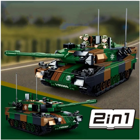 MOC Military WW2 Leopard 2A5 Tank Bricks Toys