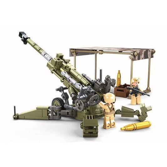 MOC Military WW2 M777 Light Artillery Gun Bricks Toy