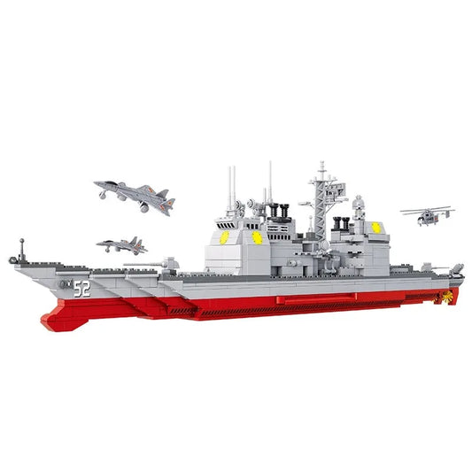 MOC Military WW2 NAVY Cruiser Warship Bricks Kids Toy