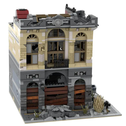 MOC K126 Experts Ruin City Bank Apocalypse Bricks Toys