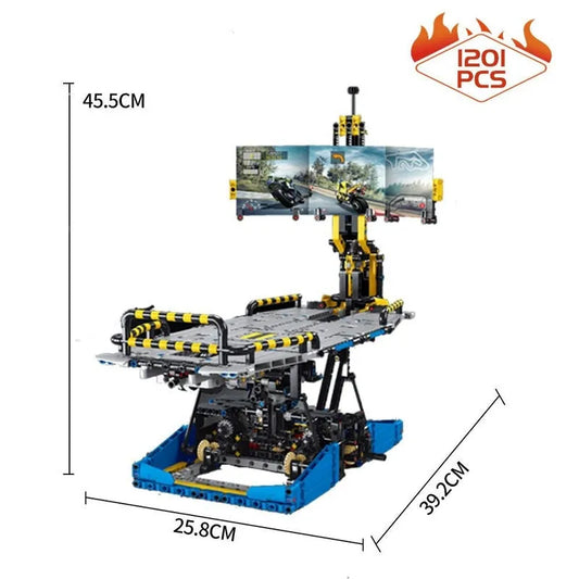 MOC City Motorcycle Test Bench Display Bricks Kids Toy