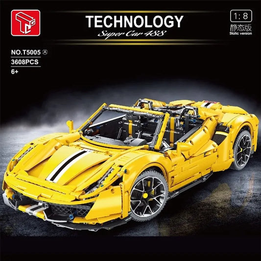 MOC Ferrari 488 Super Racing Sports Car Bricks Toy T5005A