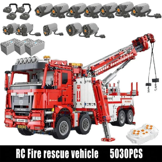 MOC RC APP Heavy Fire Rescue Truck Bricks Toys