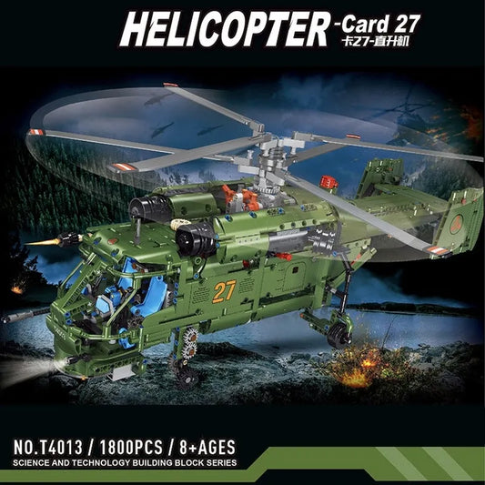 MOC T4013 RC Military Ka27 Helicopter Bricks Toy