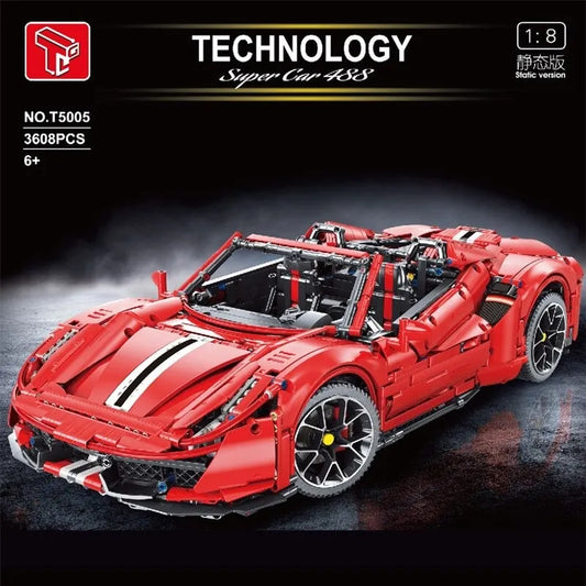 MOC T5005 Ferrari 488 Super Racing Sports Car Bricks Toys