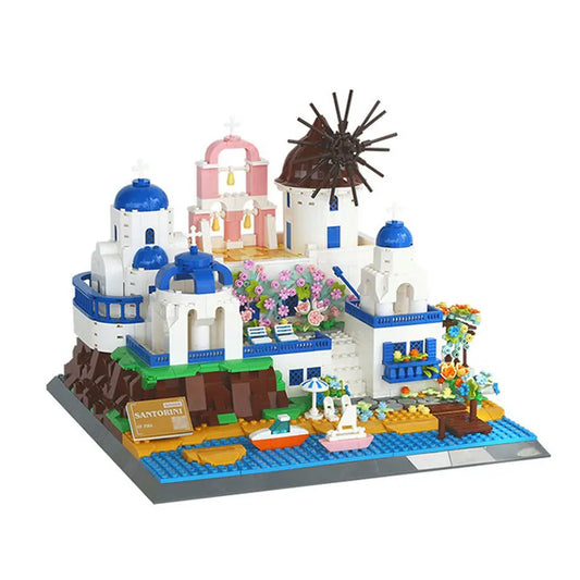 MOC 6230 Architecture Santorini Island Modern Villa Bricks Toys