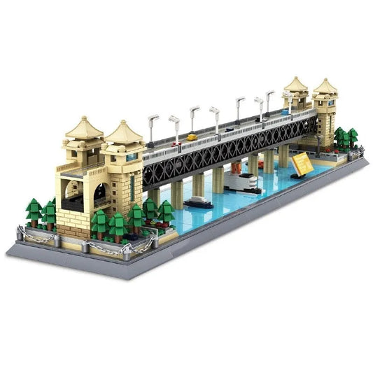 MOC Architecture China Wuhan River Bridge Bricks Toy