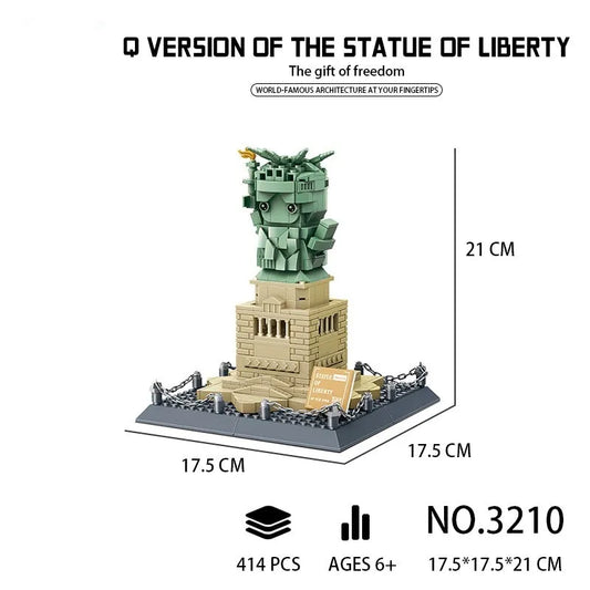 MOC Architecture Statue Of Liberty Q Version Bricks Kids Toys