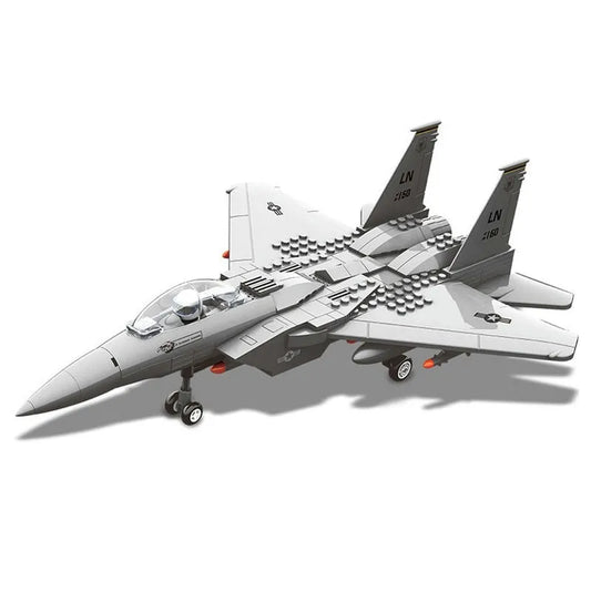 MOC Military F-15E Eagle Fighter Jet Plane Bricks Kids Toys