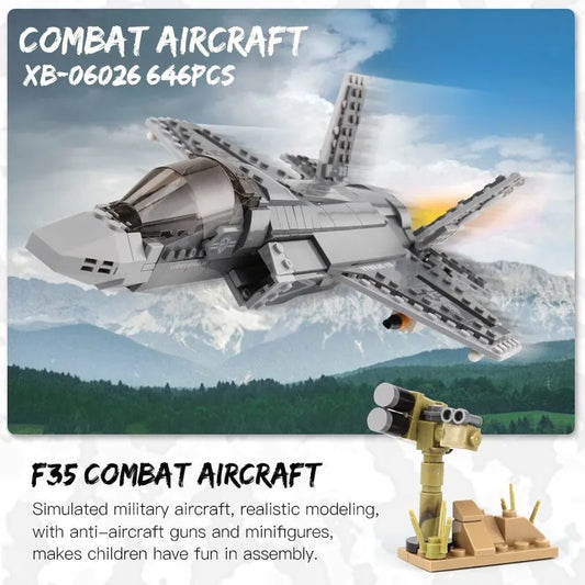 Military MOC Stealth Fighter Jet F-35 Aircraft Bricks Toys