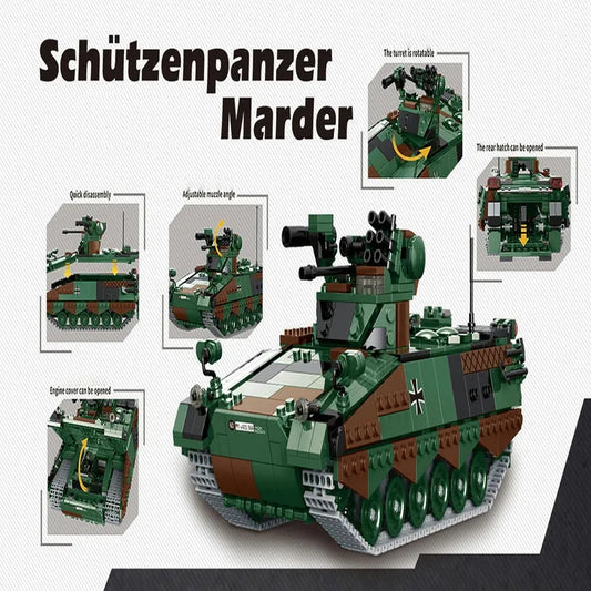 Military WW2 Schutzenpanzer Marder Infantry Vehicle Bricks Toy