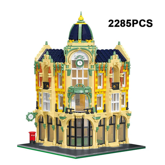 MOC 6023 Street City Corner Post Office Modular MINI Bricks Toys