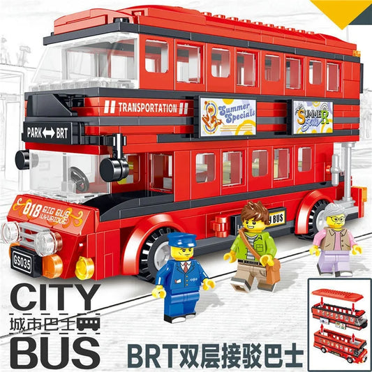 MOC BRT Double Deck City Tour Bus Bricks Toy