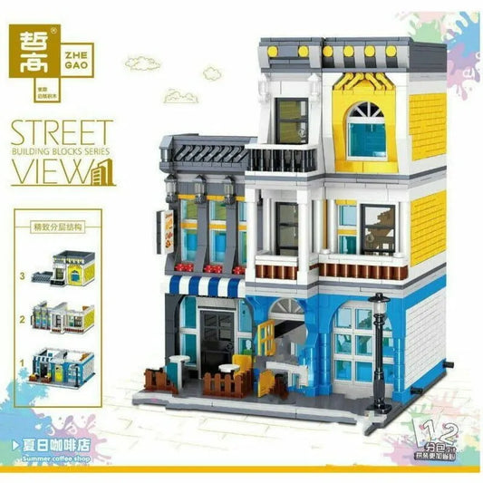 MOC Creator Expert City Summer Coffee Shop Bricks Toy
