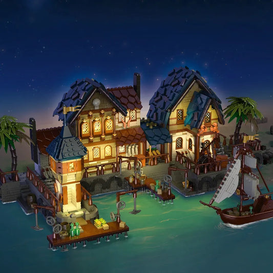 Creator Experts MOC Medieval Town Harbor Bricks Toy