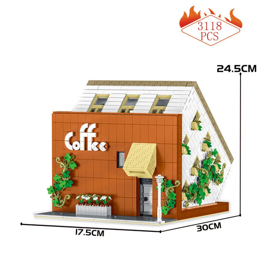 Street Experts MOC City Upside Down Cafe Bricks Toy