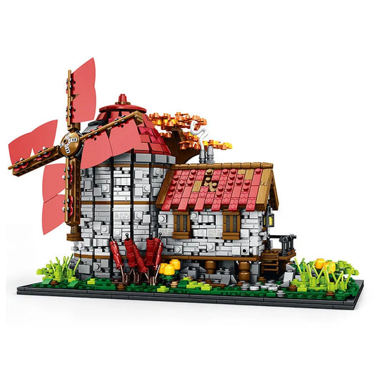 European Century MOC Medieval Windmills Town Bricks Toy